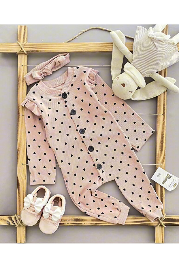 Baby Girl Bandana Heart Romper