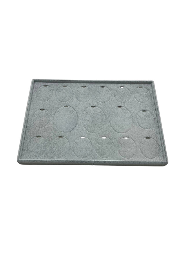 Bucharest Model Vertical Suede Fabric Gray 34-24 cm Set of Three Table Stands with Legs - 4