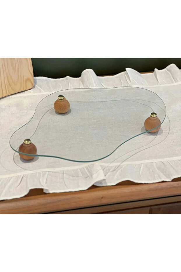 Decorative Wooden Leg Glass Display Stand