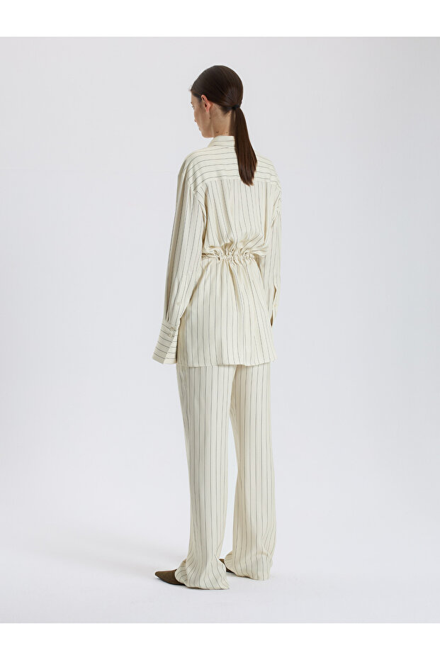 Çizgili Oversize Gömlek - 4