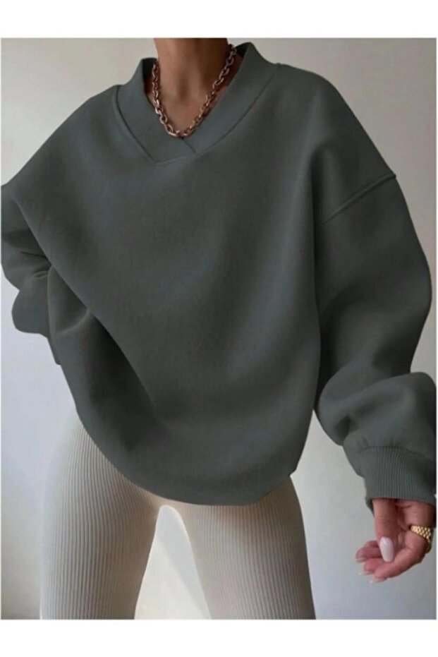 V-Neck 3-Thread Women's Sweatshirt