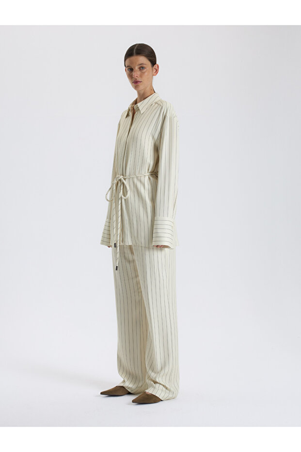 Çizgili Oversize Gömlek - 2