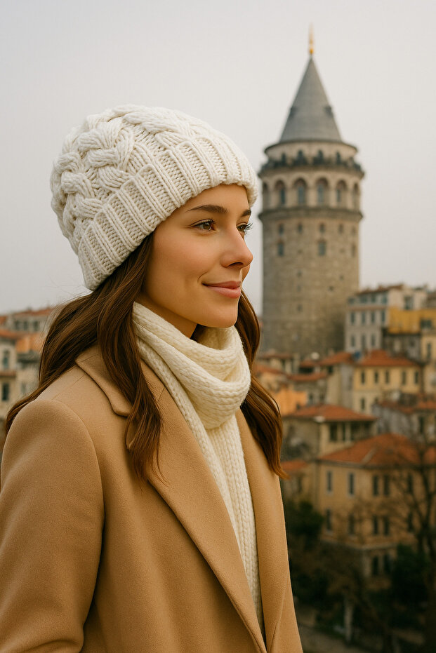 SEPET MODEL ZARİF ÖRGÜ DESENLİ BERE - 2