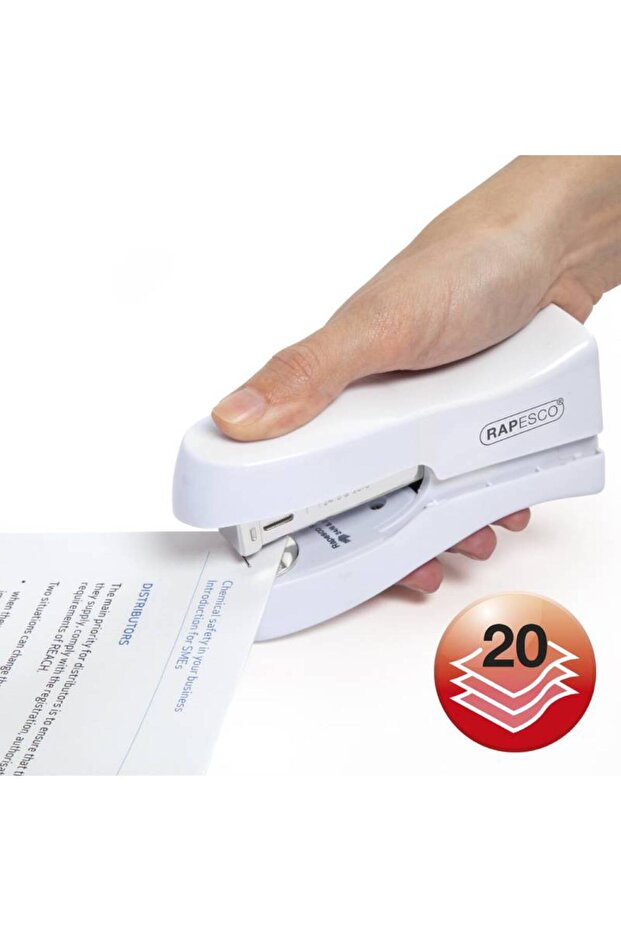 Stand-up plastic stapler 20 sheets white - 3