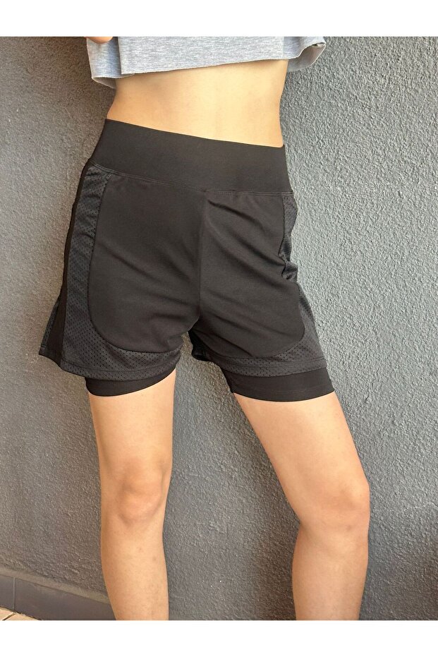İKİ KATMANLI KADIN ŞORT SPOR ŞORT - 2