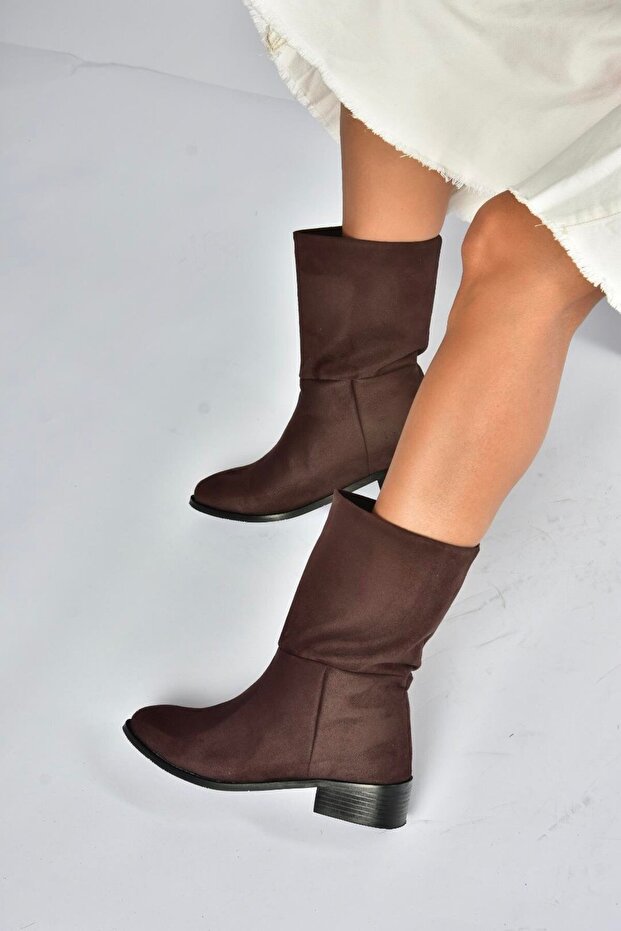 L726597702 Brown Suede Flat Sole Casual Women's Boots