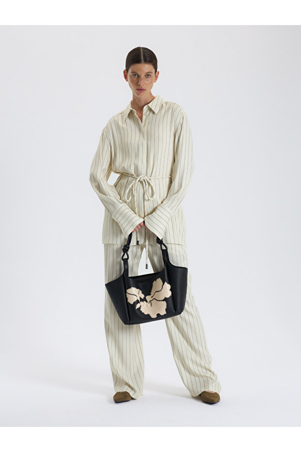 Çizgili Oversize Gömlek - 3