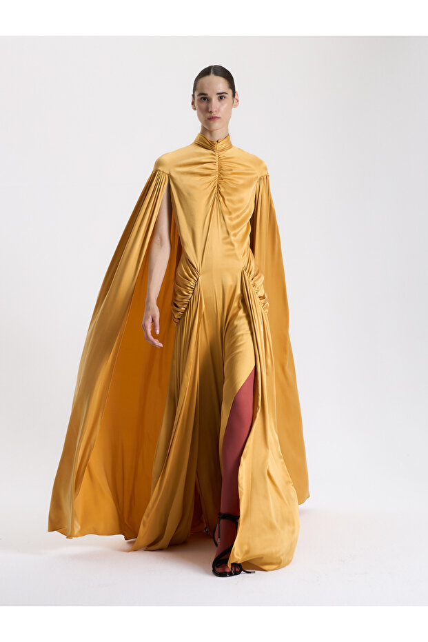 Pelerin Görünümlü Elbise - 7