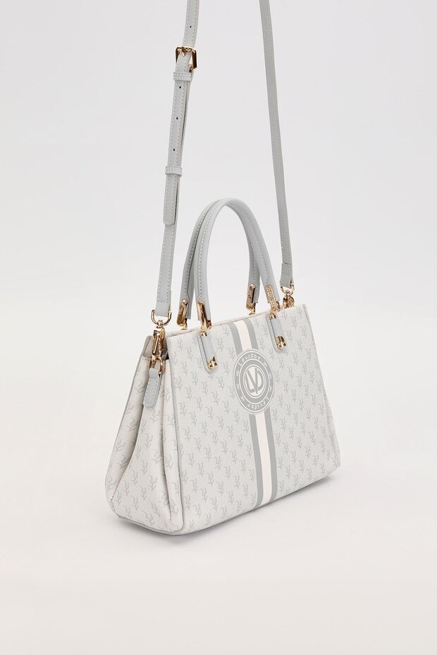 Gray Monogram Patterned Handbag - 2