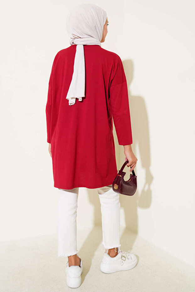 Women's Printed Tunic Crew Neck Long Sleeve - 3