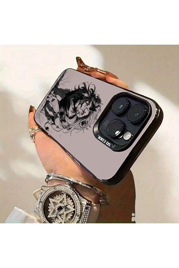 Lion Design Metallic Look Matte Silicone Case Compatible with Samsung Galaxy A56 - 8