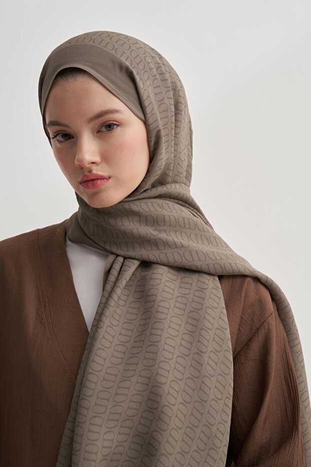 Vector Monogram Floş Şal Soft Kahve - 2