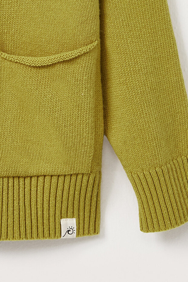 Yünlü Oversize Triko Hırka Sarı - 7