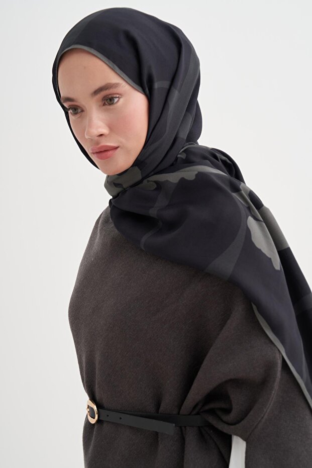 Vera Monogram Floş Şal Antrasit - 4