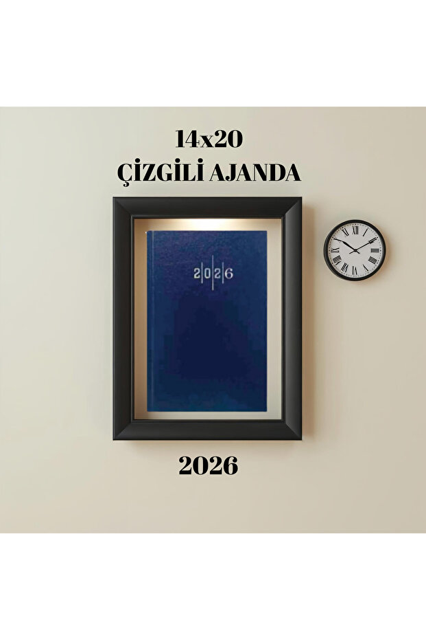 2026 أجاندا 14X20 مخطط باللون الأزرق الداكن