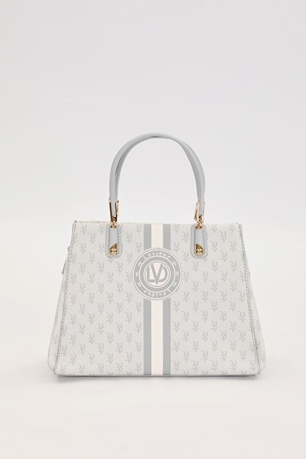 Gray Monogram Patterned Handbag - 1