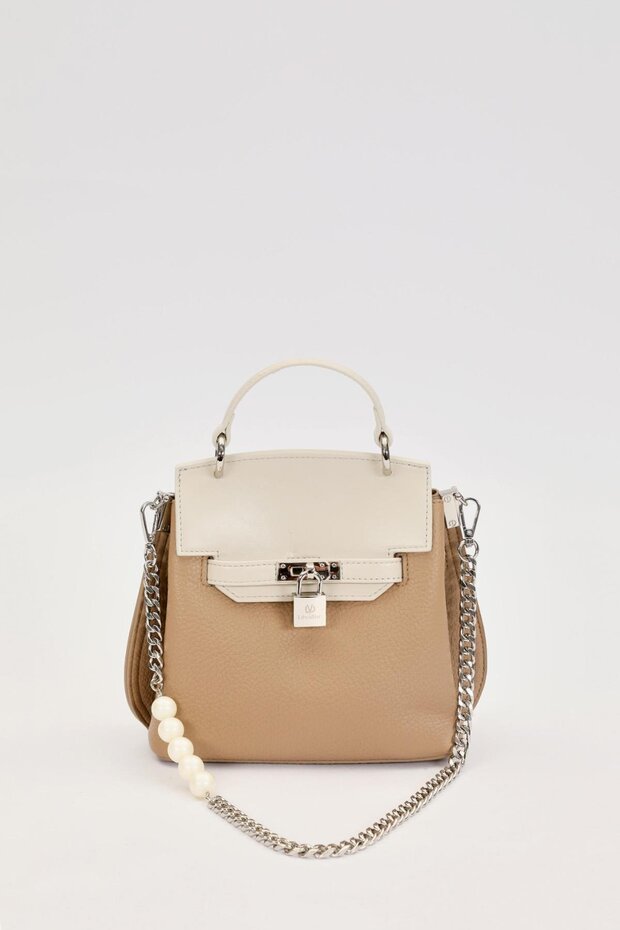 Camel İnci Askı Detaylı El Çantası - 1