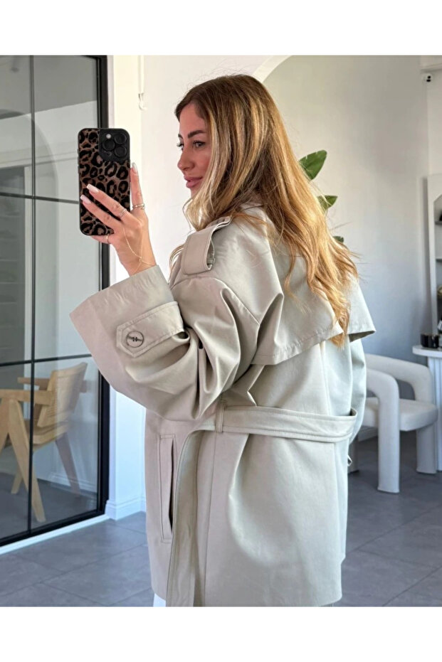 Mint Jade Kısa Trenç - 9609 - 4