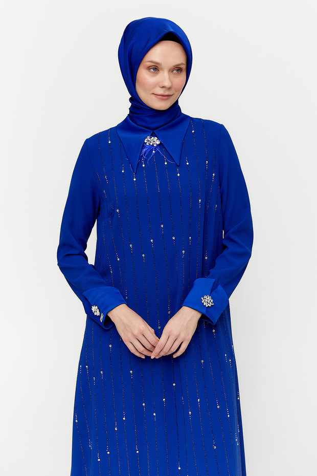 Broşlu Davet Elbise - 4