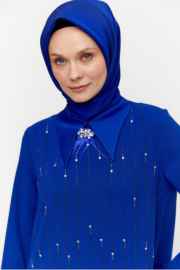 Broşlu Davet Elbise - 5