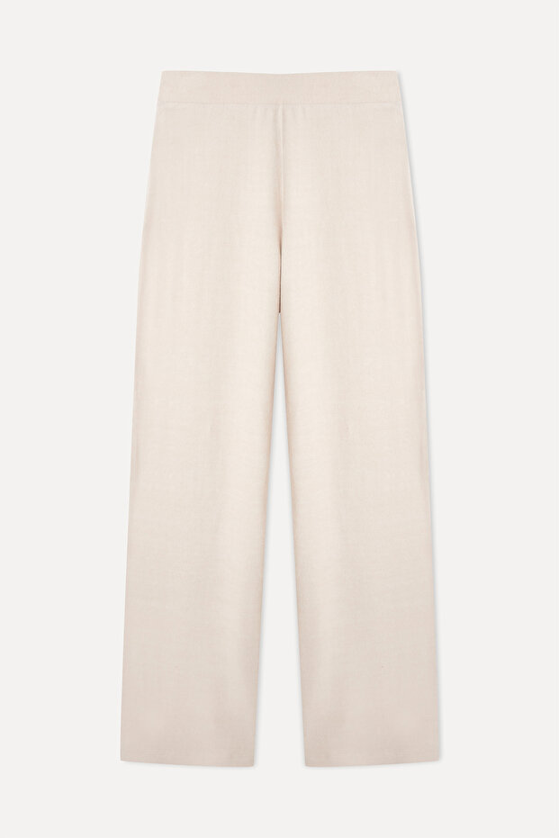 Women's Stone Color Wide Leg Elastic Waist Pants