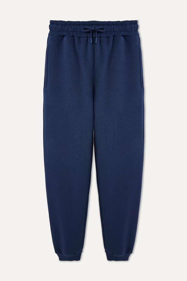 Women's Navy Blue Tie-Waist Jogger Sweatpants