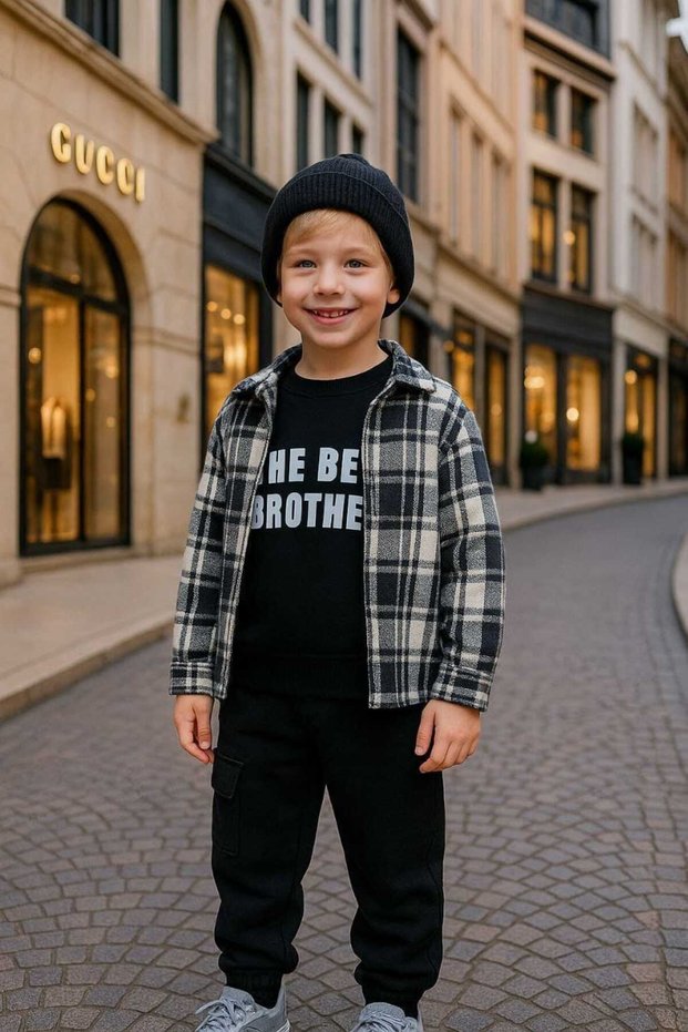 Plaid Shirt and Beret 4-Piece Boys' Set
