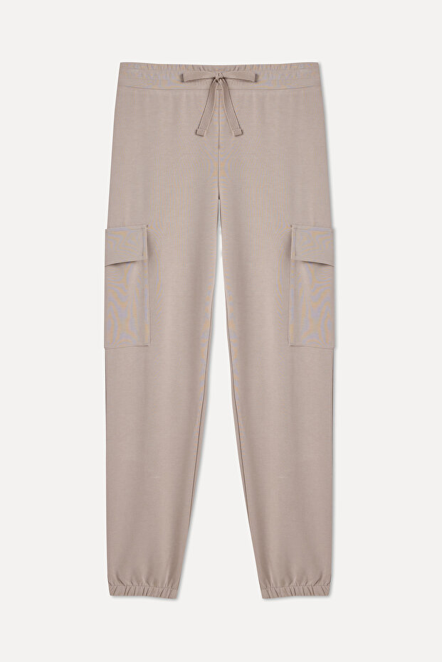 Women's Brown Modal Blend Cargo Sweatpants