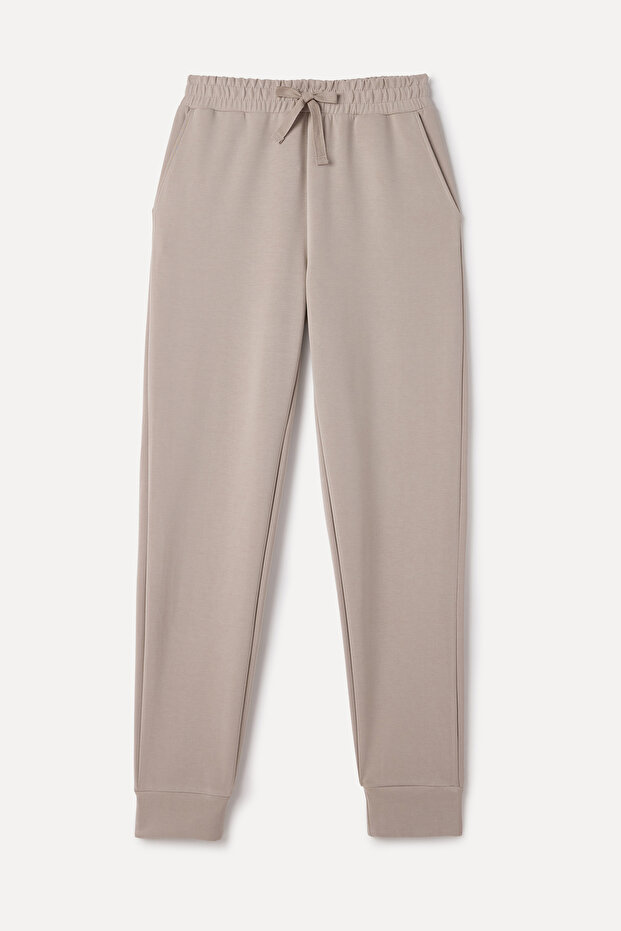 Women's Burgundy Modal Blend Jogger Sweatpants with Elastic Waist
