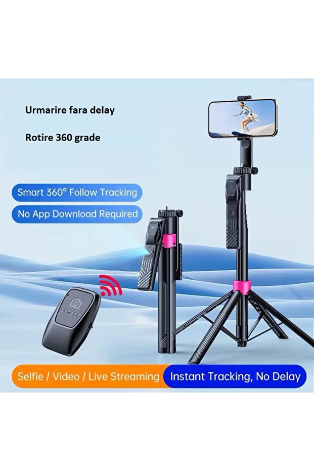 Selfie Stick SS2 with AI Face Track function, rotating handle, magnetic remote control - 4