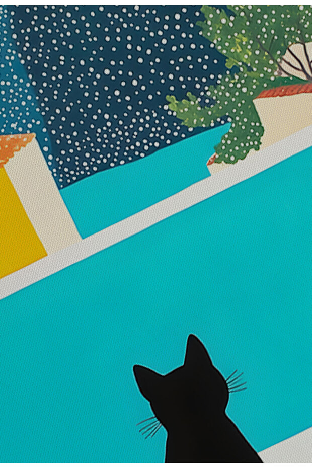 Black Cat Canvas Print – Digital Artwork on Unframed - Black Cat 01 - 7