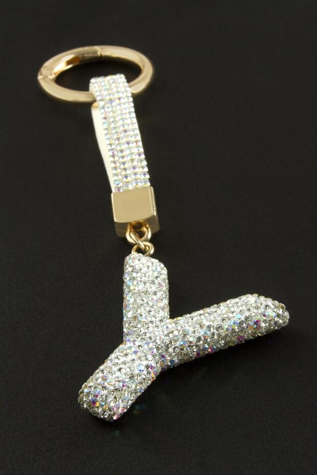 Letter Savaroski Stone Keychain