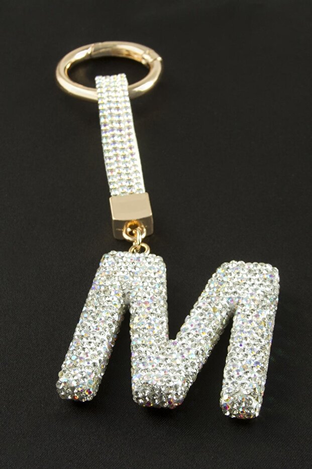 Letter Savaroski Stone Keychain