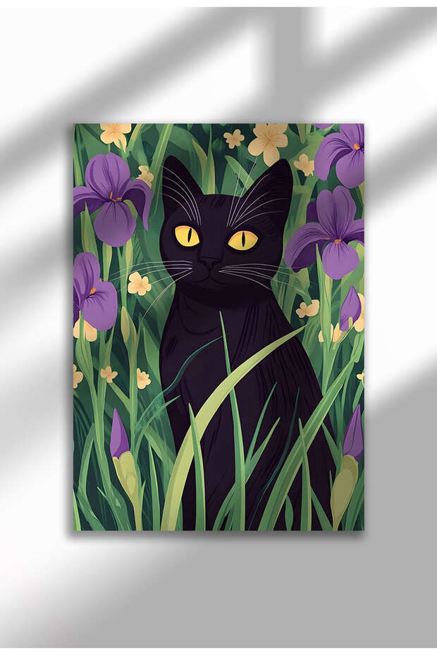 Black Cat Canvas Print – Digital Artwork on Unframed - Black Cat 24 - 1