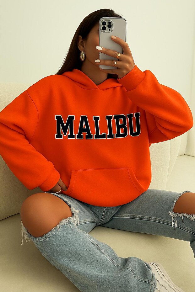 3 Yarn Combed Cotton Malibu Printed Unisex Hooded Sweat