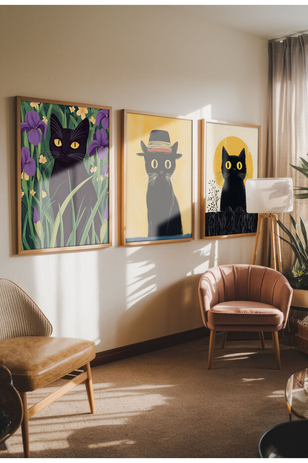 Black Cat Canvas Print – Digital Artwork on Unframed - Black Cat 24 - 4