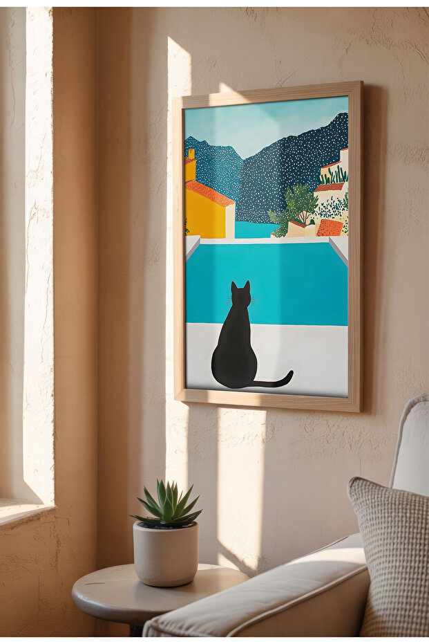 Black Cat Canvas Print – Digital Artwork on Unframed - Black Cat 01 - 3