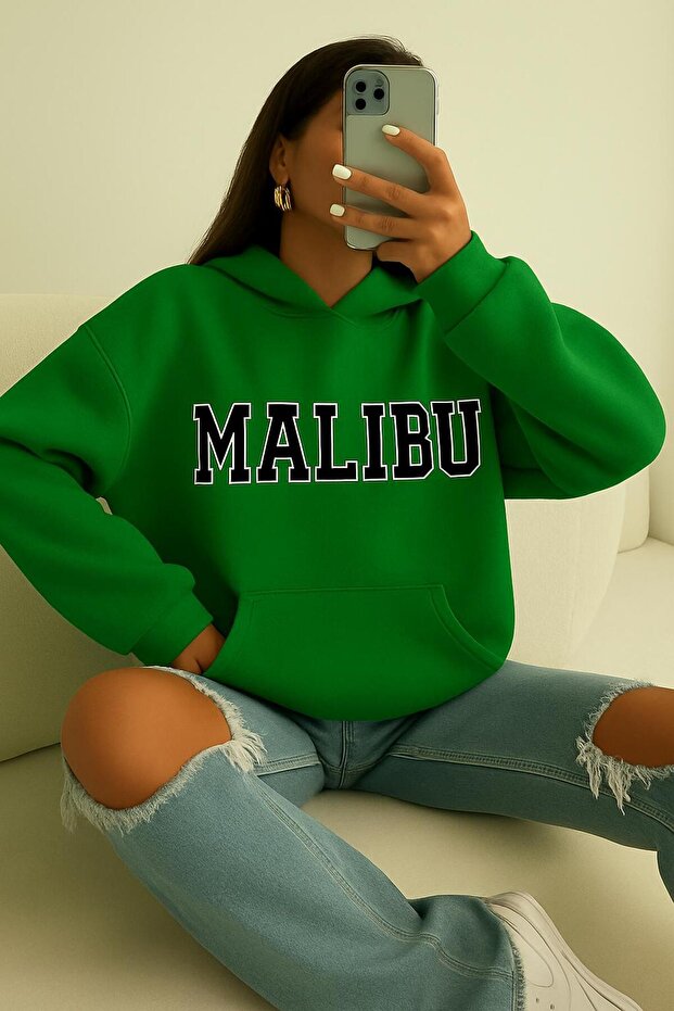 3 Yarn Combed Cotton Malibu Printed Unisex Hooded Sweat
