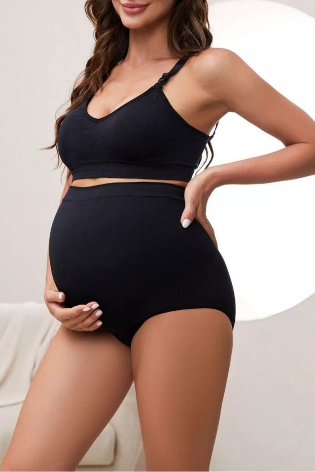 Portici Model High Waist Recovery Maternity Panties Black Color
