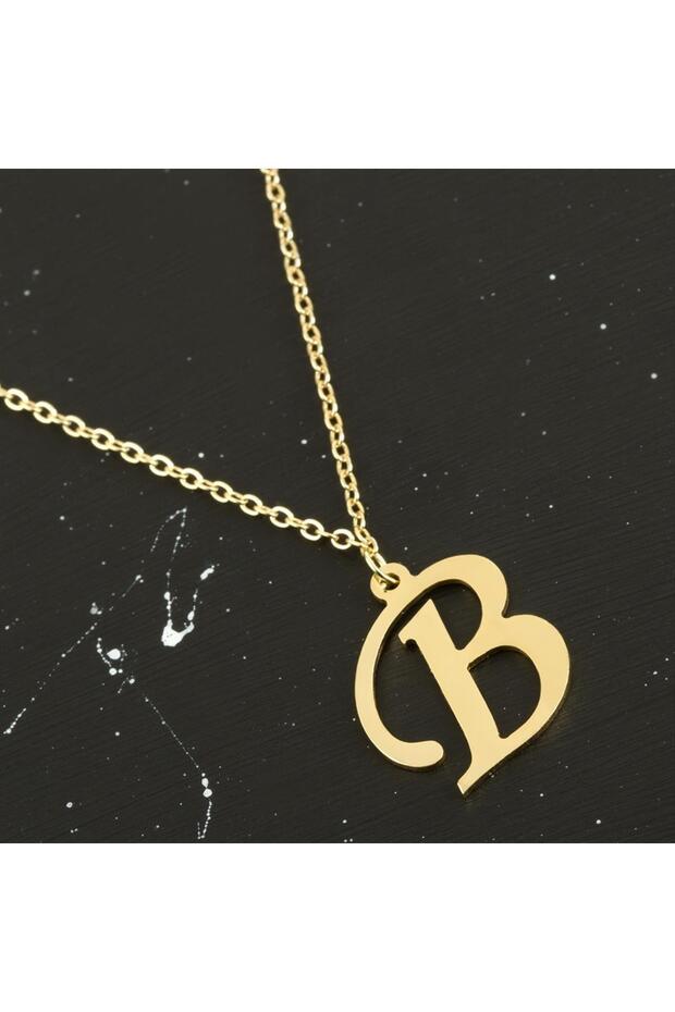 Zengezur Solid Brass Letter Necklace-B - 1