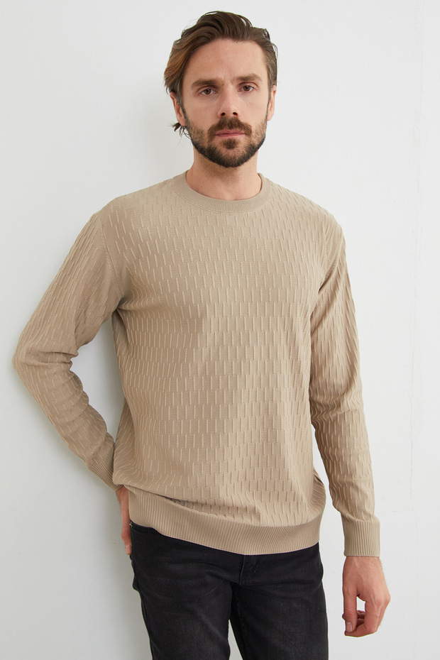 Basic Bisiklet Yaka Triko Kazak - 5