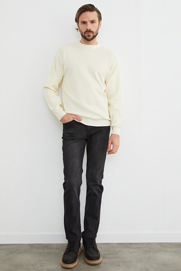 Basic Bisiklet Yaka Triko Kazak - 6