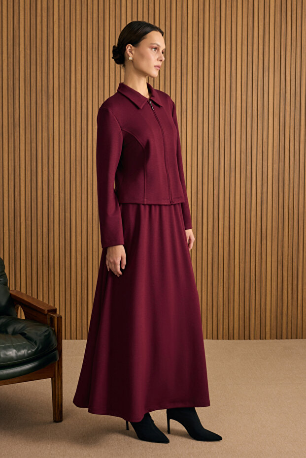 Önden Fermuarlı Kısa Örme Ceket - 4