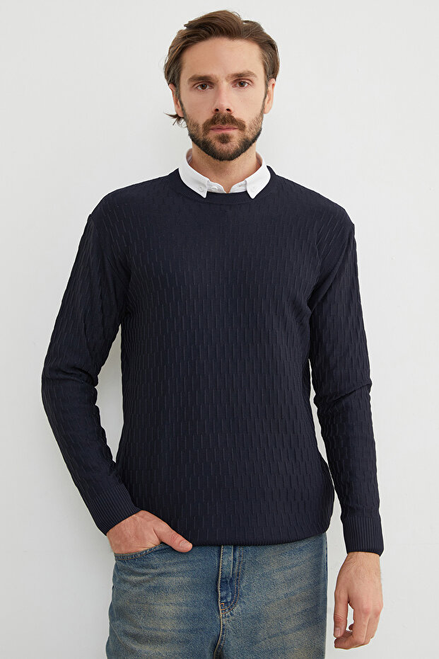 Basic Bisiklet Yaka Triko Kazak - 1