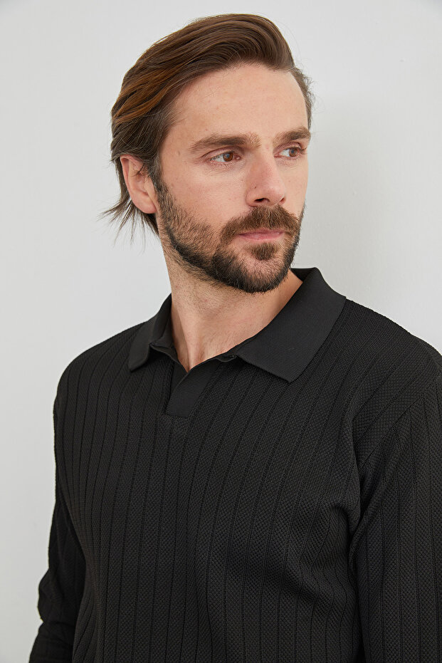 Basic Polo Yaka Triko Kazak - 2