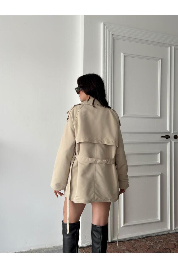 Taş Kuşaklı Midi Trençkot - 6