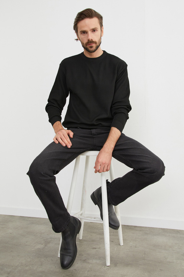 Basic Bisiklet Yaka Triko Kazak - 2