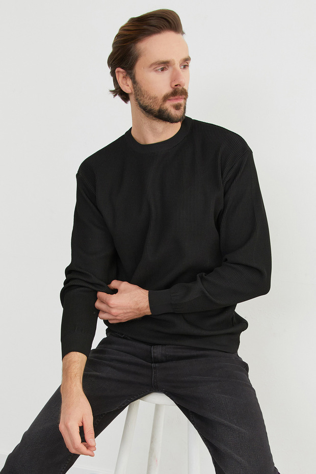 Basic Bisiklet Yaka Triko Kazak - 1