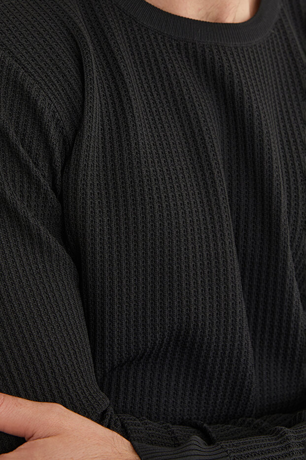 Basic Bisiklet Yaka Örgü Triko Kazak - 3