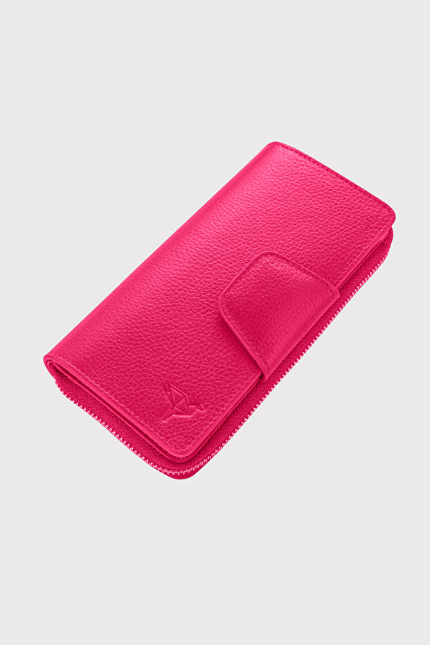 Lobby Genuine Leather Fuchsia Portfolio Women's Wallet